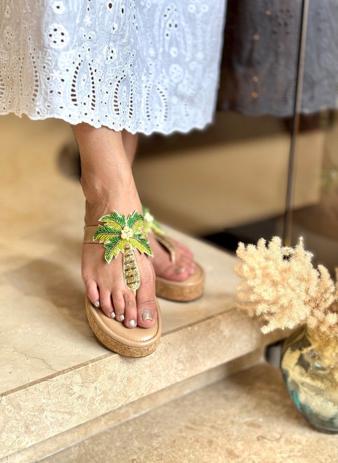 صندل ستوريز أحذية ويدج استوائية نسائية بيج - Image 4