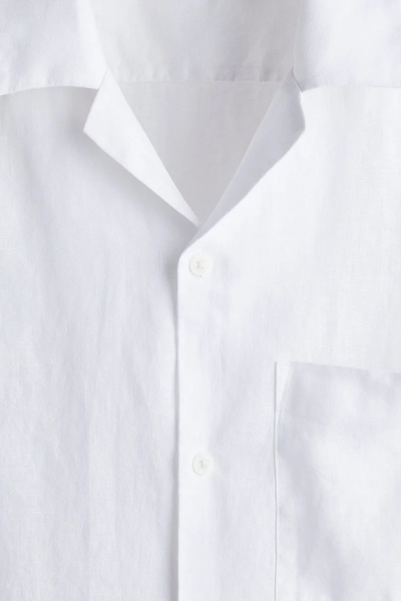 اتش اند ام قميص كتان بقصة عادية للمنتجعات