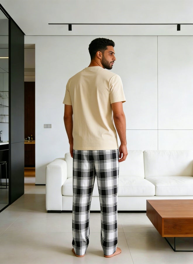تايك تو مجموعة من بنطال كاروهات وتيشيرت بياقة دائرية للرجال - Image 2