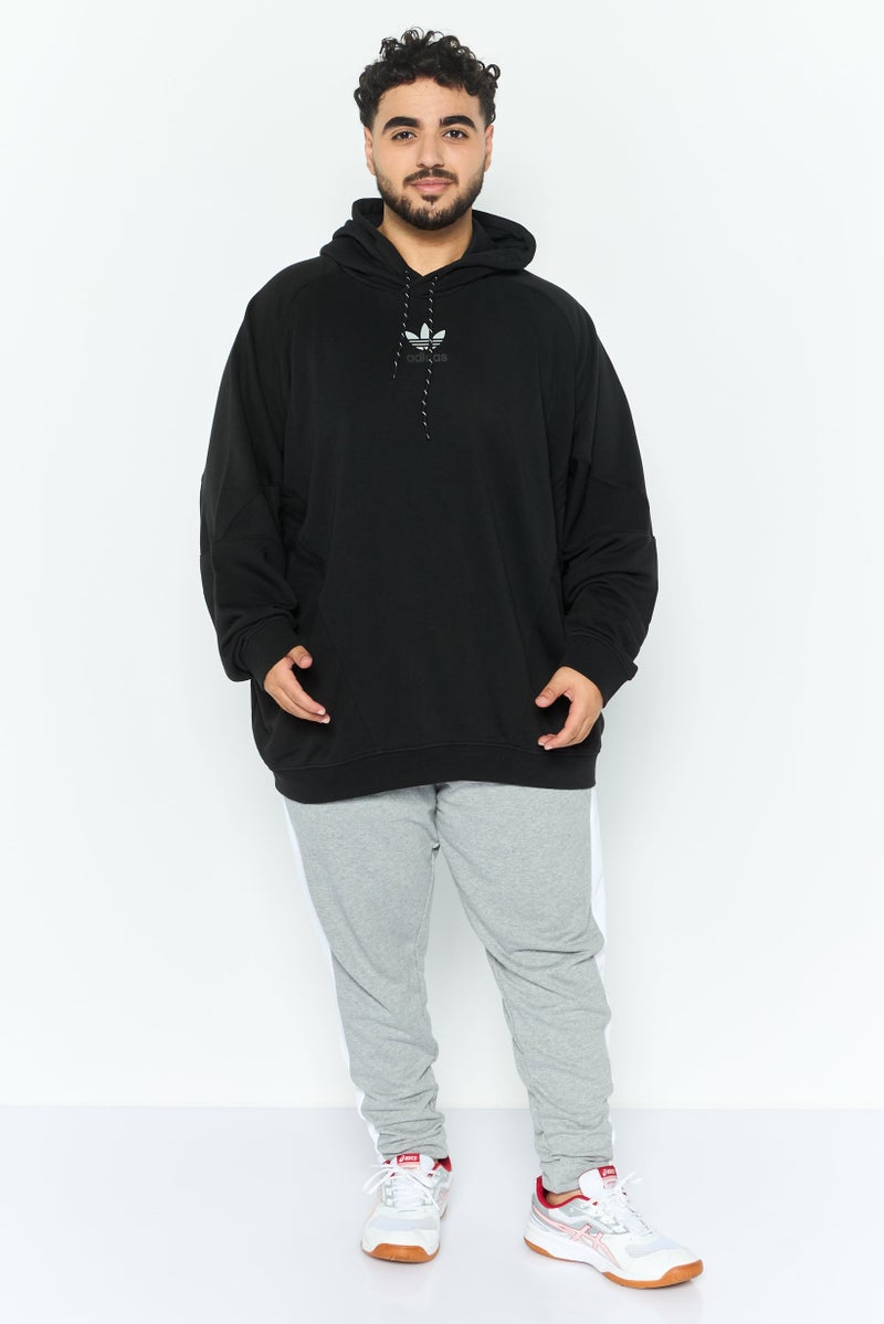 adidas Originals Men Hooded Brand Logo Long Sleeves Sweatshirt, Black  - Image 2