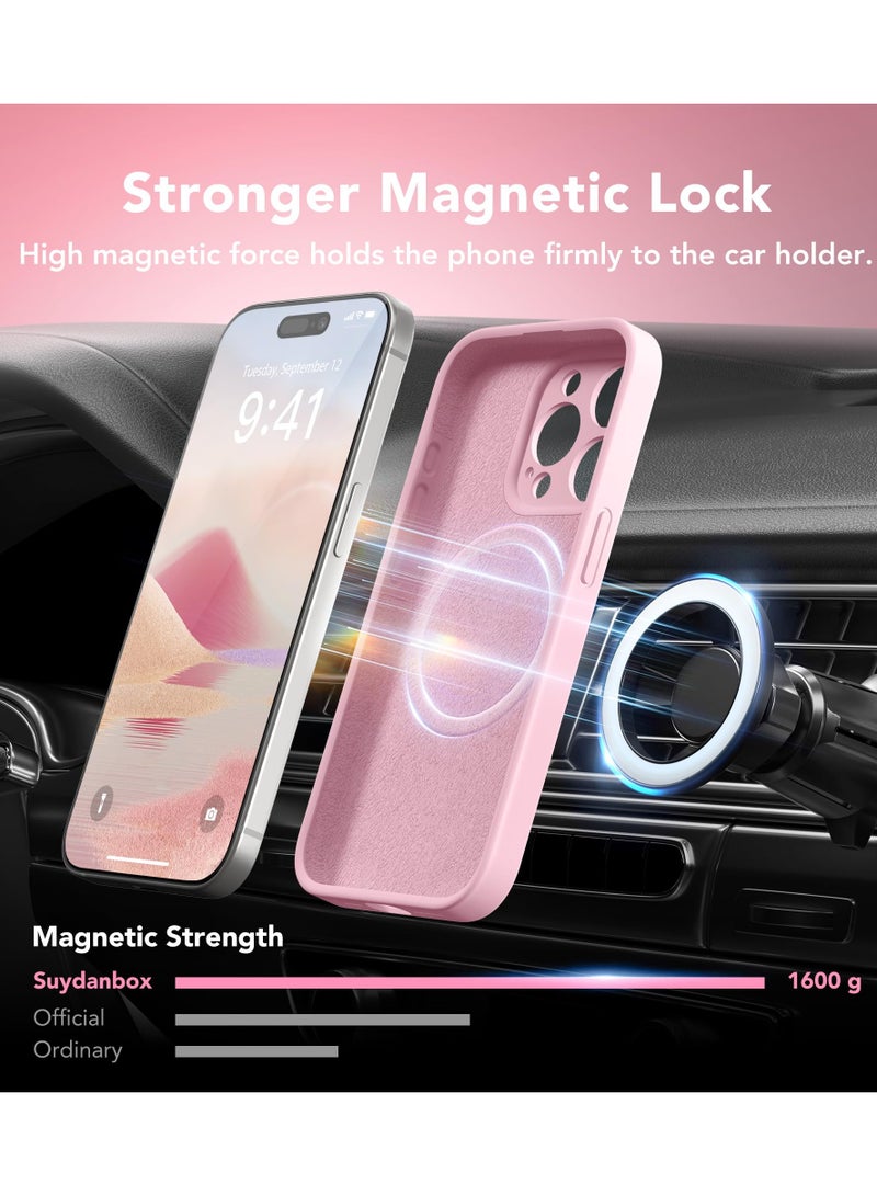 SUYDANBOX Magnetic for iPhone 15 Pro Case Compatible with MagSafe [Full Camera Protection][Screen Protector] Silicone Shockproof Protective Phone Case for iPhone 15 Pro 6.1" Chalk Pink - Image 3