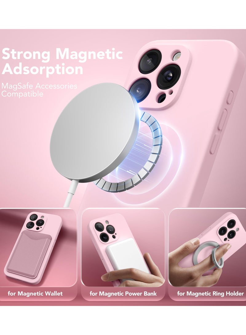 SUYDANBOX Magnetic for iPhone 15 Pro Case Compatible with MagSafe [Full Camera Protection][Screen Protector] Silicone Shockproof Protective Phone Case for iPhone 15 Pro 6.1" Chalk Pink - Image 2