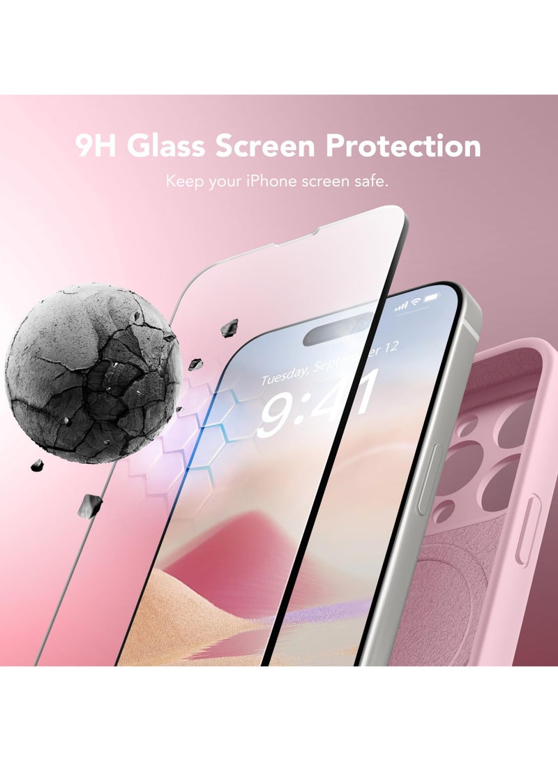 SUYDANBOX Magnetic for iPhone 15 Pro Case Compatible with MagSafe [Full Camera Protection][Screen Protector] Silicone Shockproof Protective Phone Case for iPhone 15 Pro 6.1" Chalk Pink - Image 4