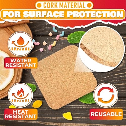 DIMROM 30 PCS Cork Coasters for Drinks to Protect Furniture - Coasters for Drinks Absorbent Cork are Ideal for Home, Cafe and Hotel Use - Coaster for Desk - Drink Coasters for Coffee Table Kitchen Decor - Image 3