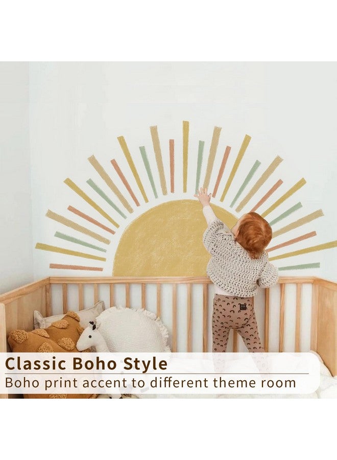 astrkiz Large Boho Half Sun Wall Decals Peel and Stick, Watercolor Pastel Sun Decal Sunrise Wall Murals Stickers, Sunshine Wall Stickers for Kids Room Playroom Nursery Bedroom, 48.07" x 24.82" - Image 3