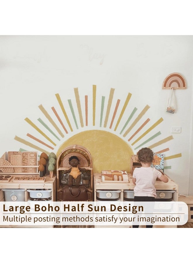 astrkiz Large Boho Half Sun Wall Decals Peel and Stick, Watercolor Pastel Sun Decal Sunrise Wall Murals Stickers, Sunshine Wall Stickers for Kids Room Playroom Nursery Bedroom, 48.07" x 24.82" - Image 4