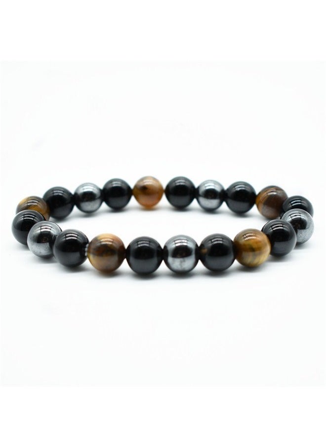 yongsheng Stone Beaded Bracelet，8mm Beaded Bracelet Rope，Flexible Design with Natural Tiger's Eye,  for Both Genders 19cm  - Image 2