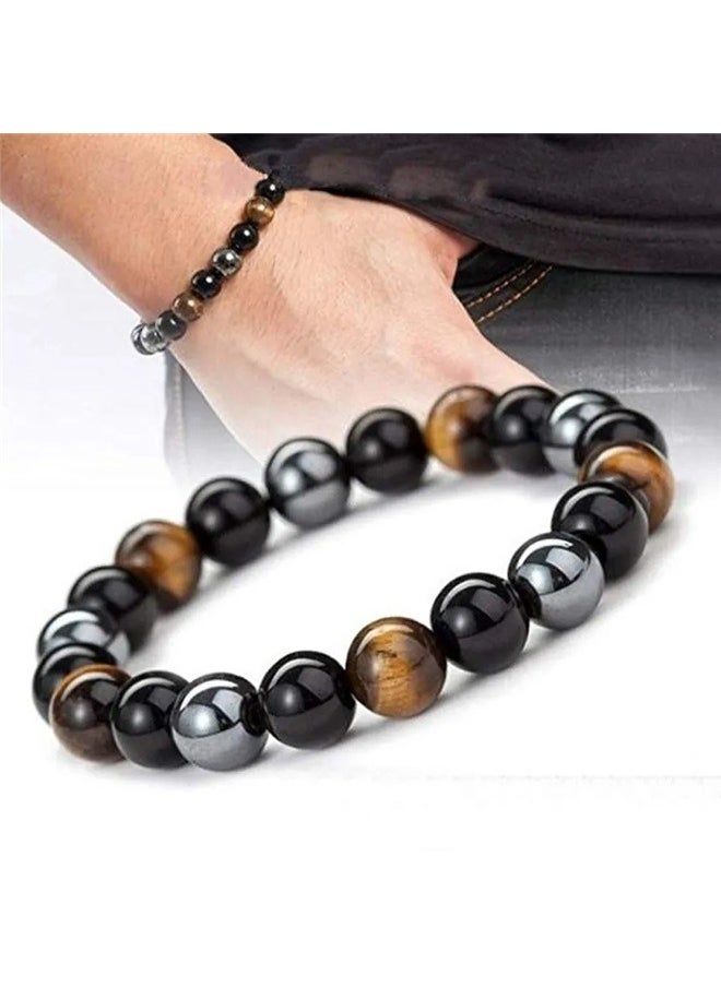yongsheng Stone Beaded Bracelet，8mm Beaded Bracelet Rope，Flexible Design with Natural Tiger's Eye,  for Both Genders 19cm  - Image 3