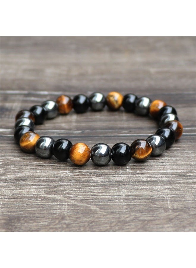 yongsheng Stone Beaded Bracelet，8mm Beaded Bracelet Rope，Flexible Design with Natural Tiger's Eye,  for Both Genders 19cm  - Image 4
