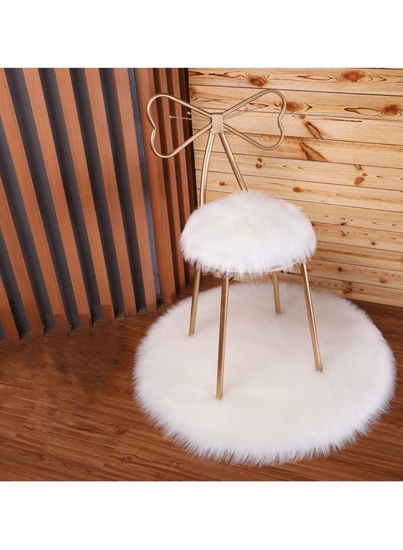 HOME TASTE TOMSUN Gold Makeup Vanity Chair Fluffy White Wool Dressing Stool with Golden Butterfly Backrest Nordic Style Accent Chair for Dining, Makeup, & Dressing Table - Image 5