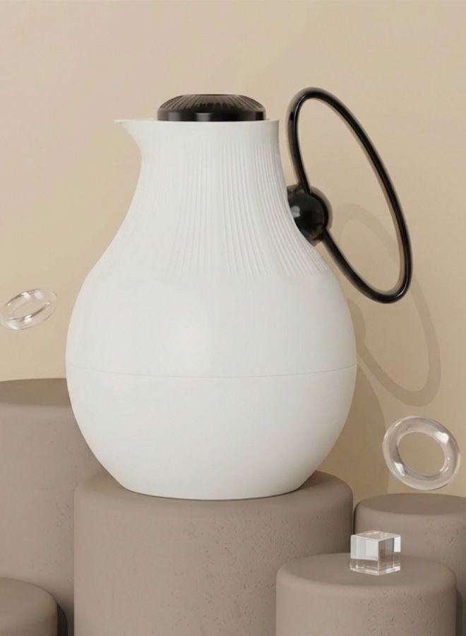 GAZELLA Tea/Coffee Flask 1.0 Liter White/Black with Borosilicate Glass Inside - Image 2