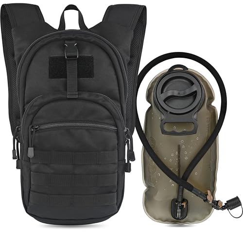 MARCHWAY Tactical Molle Hydration Pack with 2.5L TPU Water Bladder, Low-Profile Organized Military Backpack for Hiking, Cycling, Backpacking, Hunting, Running (Black) - Image 1
