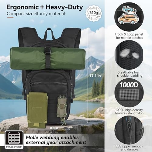 MARCHWAY Tactical Molle Hydration Pack with 2.5L TPU Water Bladder, Low-Profile Organized Military Backpack for Hiking, Cycling, Backpacking, Hunting, Running (Black) - Image 2