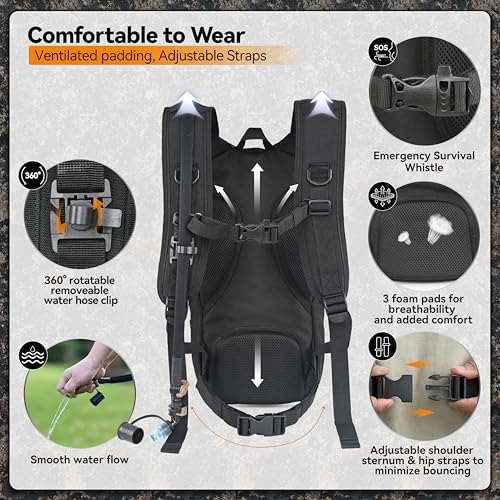 MARCHWAY Tactical Molle Hydration Pack with 2.5L TPU Water Bladder, Low-Profile Organized Military Backpack for Hiking, Cycling, Backpacking, Hunting, Running (Black) - Image 4