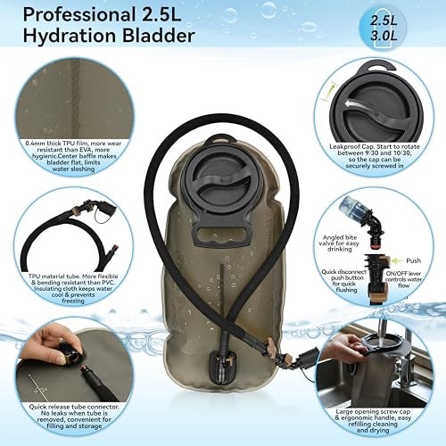 MARCHWAY Tactical Molle Hydration Pack with 2.5L TPU Water Bladder, Low-Profile Organized Military Backpack for Hiking, Cycling, Backpacking, Hunting, Running (Black) - Image 5