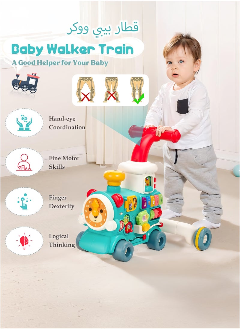 Toshionics 5-in-1 Baby Walker Train - Interactive Activity Walker with Spray, Sound, Music, Piano Keys, Montessori-Inspired Toys, Adjustable Speed and Toy Storage for Toddlers 6, 7, 8, 9, 10, 11 and 12 Months of Age, Perfect Gift for your Little Ones on Eid, Birthdays, Holidays, Baby Shower and Special Occasions, Blue  - Image 2