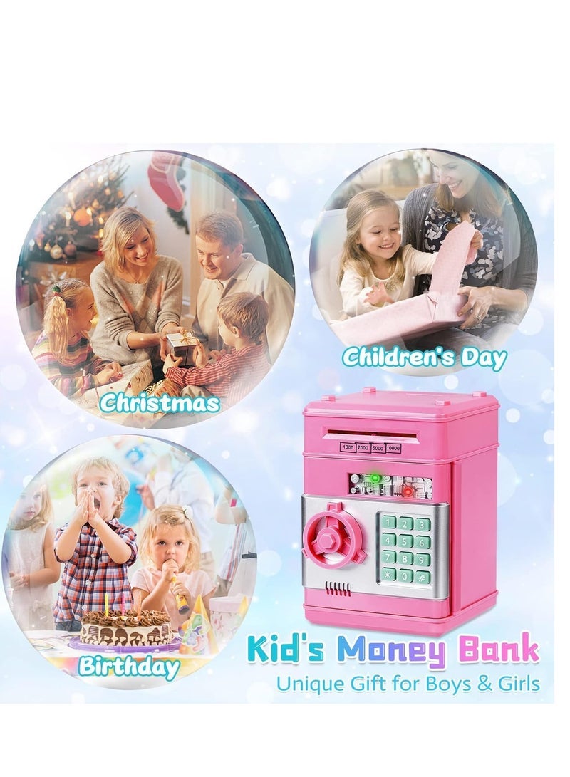 Piggy Bank for Girls 4-11 Years Old,Refasy Kids Safe Bank for Boys Christmas Birthday Gifts Toy for Kids Electronic ATM Money Bank for Money Saving Box Safe Coin Bank Toy Kids Toys Pink - Image 5