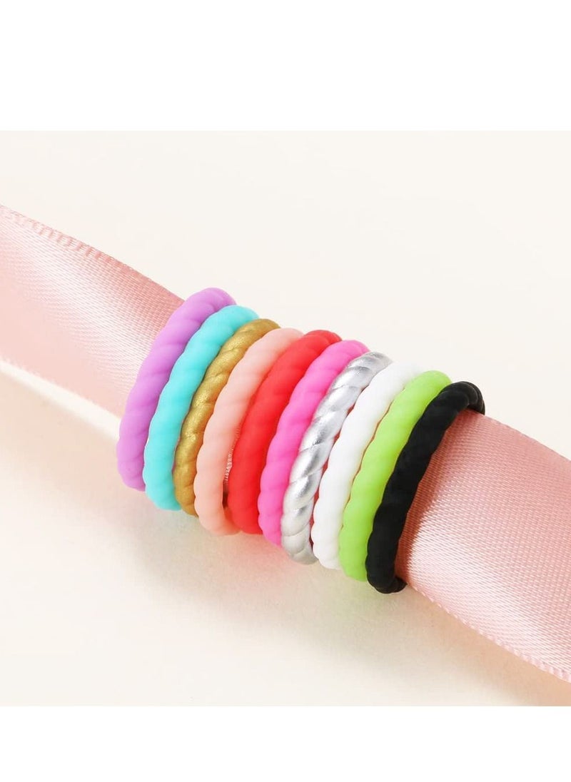 SYOSI - SYOSI Silicone Wedding Ring for Women, Rubber Wedding Bands Stackable Thin Silicone Rings, Rubber Engagement Bands, No-Toxic and Skin Safe (10 Pcs Mixed Packs, Size 6) - Image 1