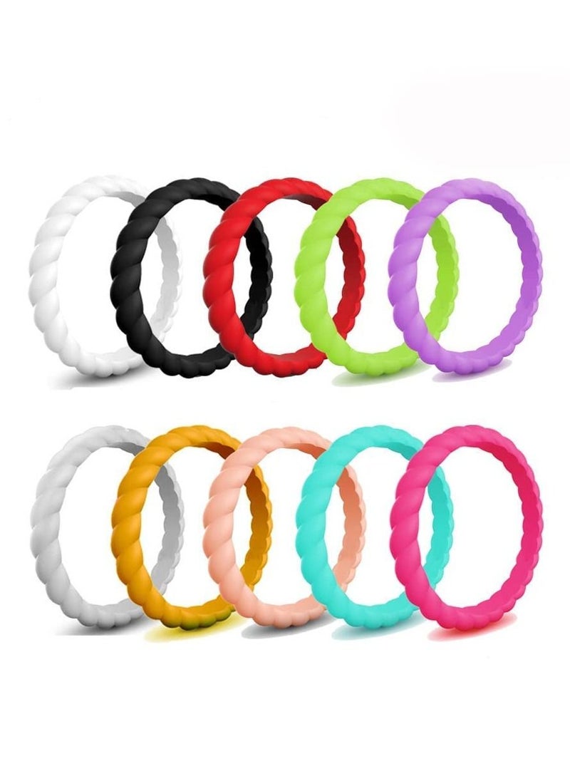 SYOSI - SYOSI Silicone Wedding Ring for Women, Rubber Wedding Bands Stackable Thin Silicone Rings, Rubber Engagement Bands, No-Toxic and Skin Safe (10 Pcs Mixed Packs, Size 6) - Image 1