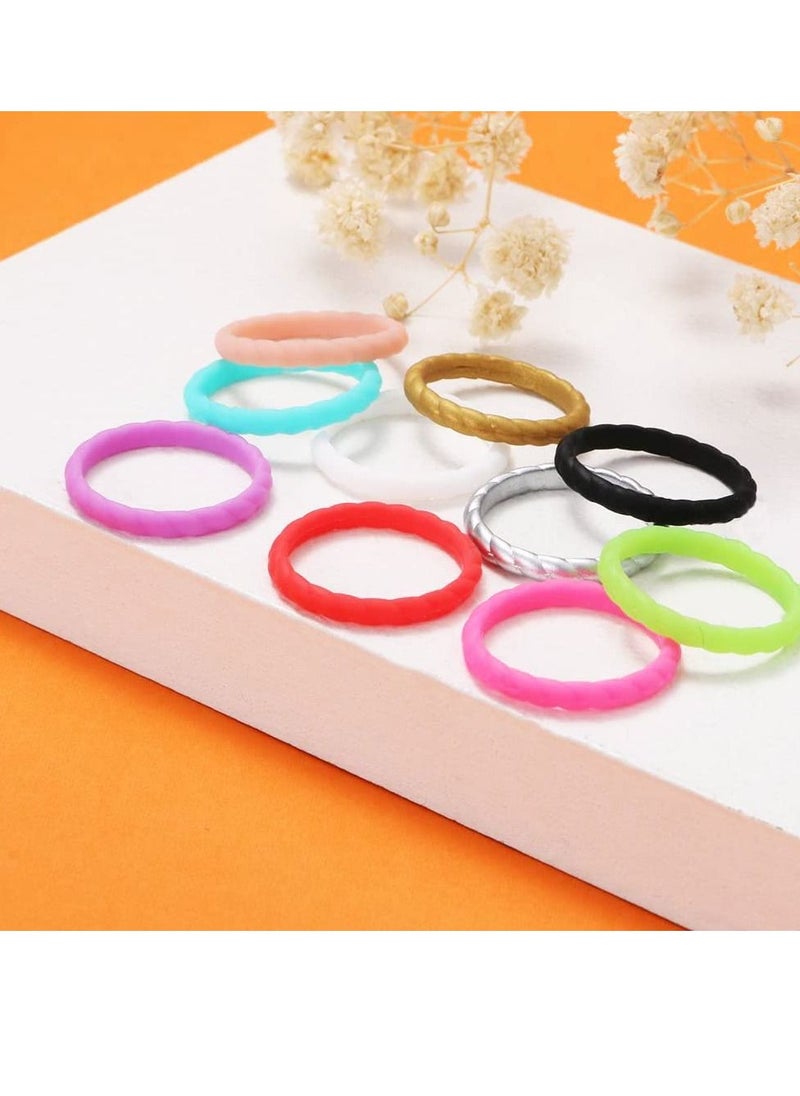 SYOSI - SYOSI Silicone Wedding Ring for Women, Rubber Wedding Bands Stackable Thin Silicone Rings, Rubber Engagement Bands, No-Toxic and Skin Safe (10 Pcs Mixed Packs, Size 6) - Image 1