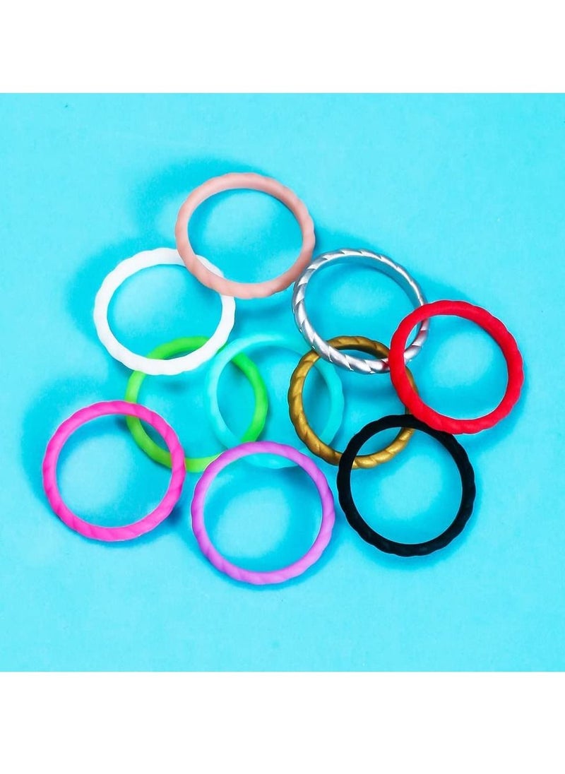 SYOSI - SYOSI Silicone Wedding Ring for Women, Rubber Wedding Bands Stackable Thin Silicone Rings, Rubber Engagement Bands, No-Toxic and Skin Safe (10 Pcs Mixed Packs, Size 6) - Image 1