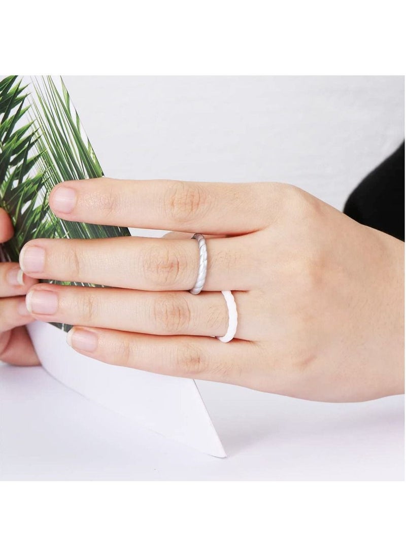 SYOSI - SYOSI Silicone Wedding Ring for Women, Rubber Wedding Bands Stackable Thin Silicone Rings, Rubber Engagement Bands, No-Toxic and Skin Safe (10 Pcs Mixed Packs, Size 6) - Image 1