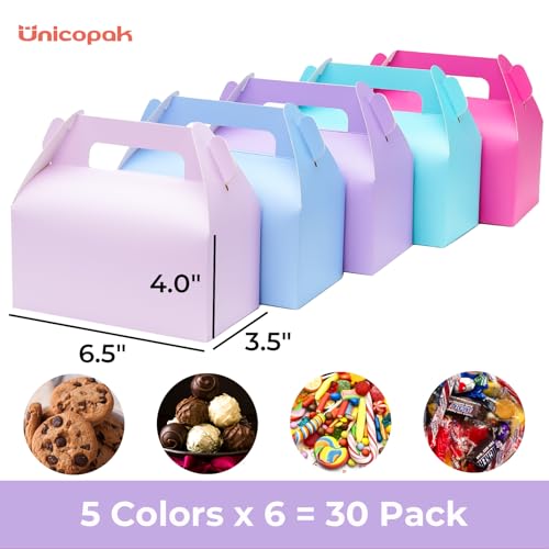 UnicoPak 30 Pack Pastel Gable Treat Boxes Party Favor Goodie Bag Boxes for Candy Treats Goody Cookie Toys for Birthday Party, 6.5x3.5x4 Inches - Image 2