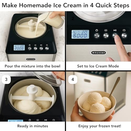 Whynter Ice Cream Maker Machine Automatic 2.1 Qt. Upright with Built-In Compressor, LCD Digital Display & Timer, No Pre-Freezing, ICM-201SB, Stainless Steel - Image 3