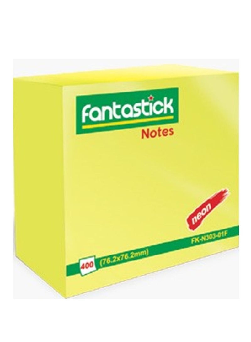 Fantastick 400-Sheet Sticky Notes 3x3 Inch Size Yellow