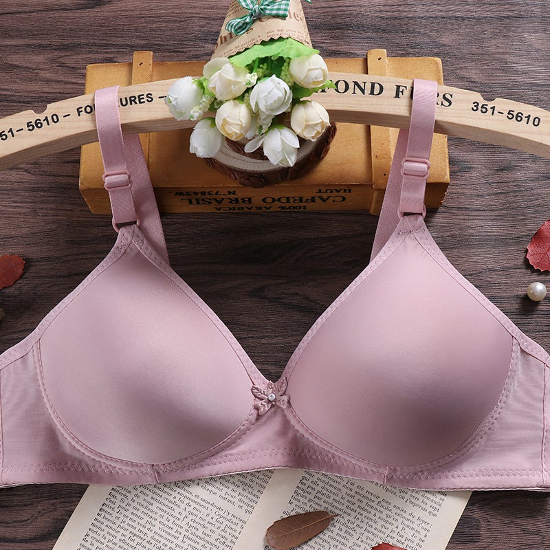 Factory direct smooth large size bra thin breathable and comfortable without steel ring adjustable gathered underwear traditional bra Apricot - Image 2