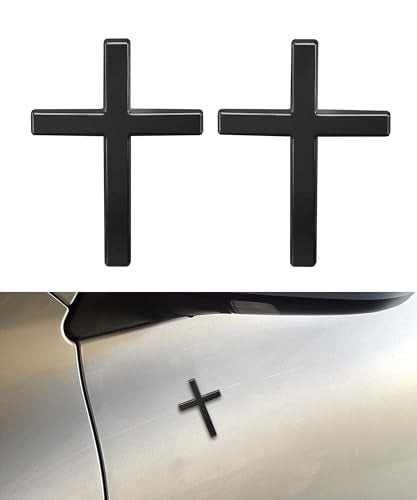 SCUARI 2PCS 3D Cross StickersCar Accessories Decals for VehiclesSelf Adhesive Cross Metal Car Emblem2518 Cross Jesus Automotive DecalSuitable for Trunk Tailgate Side Decoration Black - Image 1