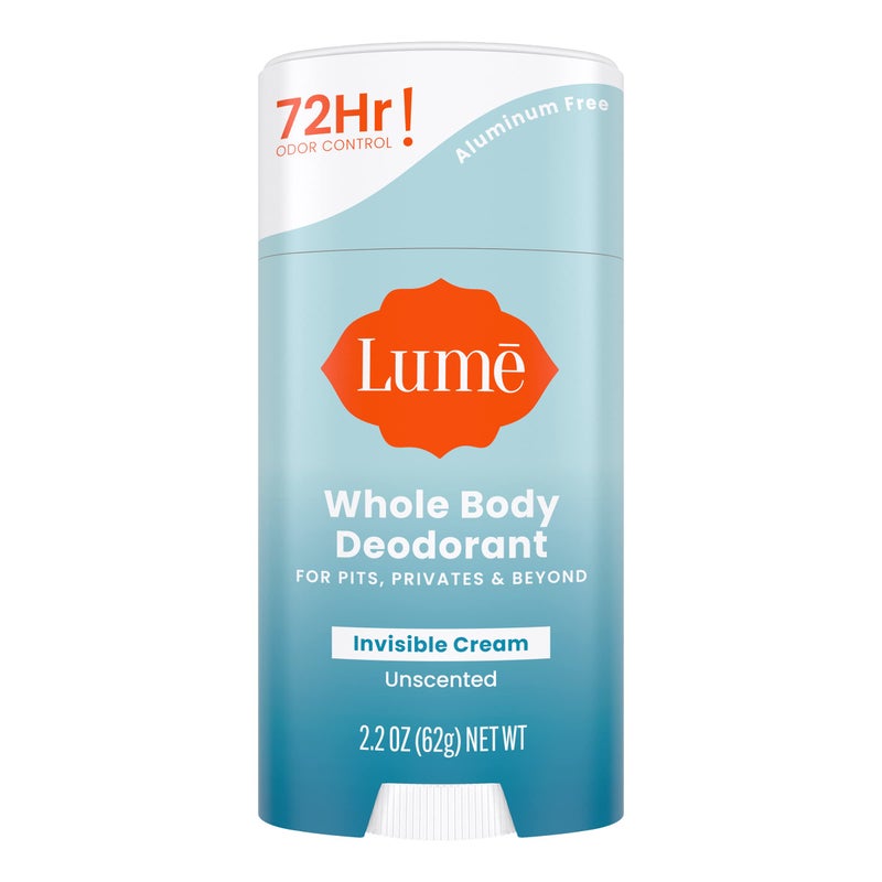Lume Whole Body Deodorant - Invisible Cream Stick - 72 Hour Odor Control - Aluminum Free, Baking Soda Free, Skin Safe - 2.2 Ounce (Unscented) - Image 1