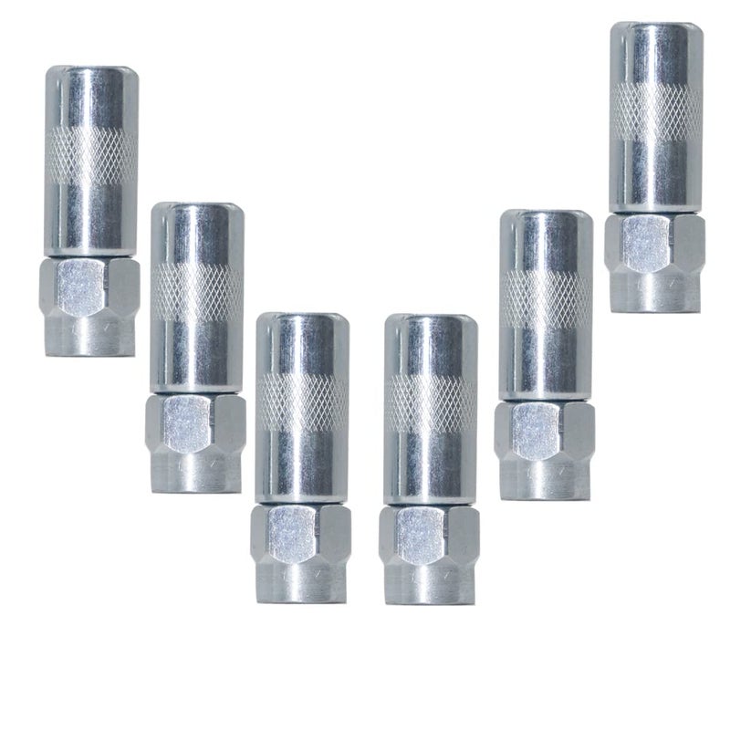 HANTUO 6PCSGrease Gun Nozzle tip, Grease Nozzle Metal Replacement Grease tip Nozzle Fitting Nipple Grease Gun Lubrication Accessories, Steel Copper Grease Gun