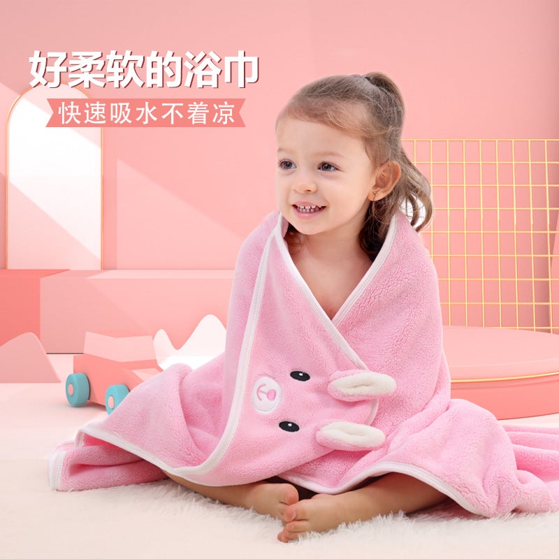 Coral Fleece Children'S Quilt Cloak Bath Towel Newborn Bath Wrap Square Baby Wrap Straight Hair Factory - Image 2