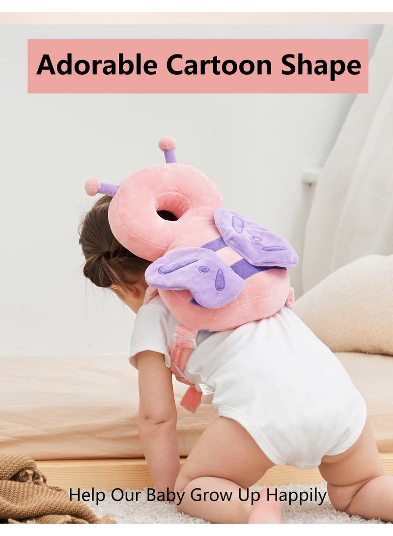 Toddler Baby Protection Backpack Cushion Wear, Adjustable Toddler Baby Walking Head Protection Safety Pads, Prevent Injured, Suitable age 6-24 Months (Pink erfly) - Image 5