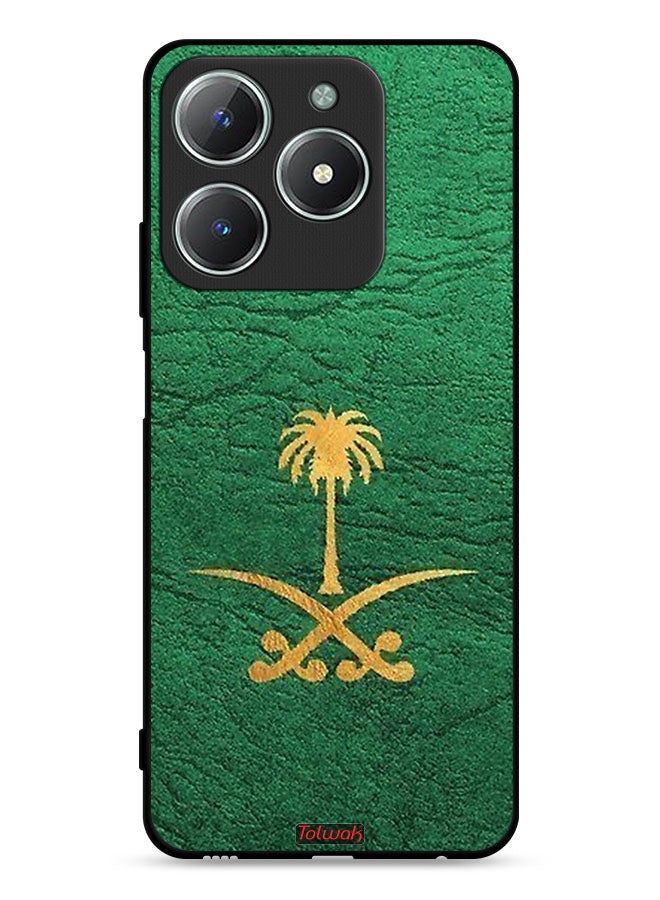 Tolwak غطاء حماية لهاتف Realme C63 4G بتصميم شعار المملكة العربية السعودية على الجلد - Image 1