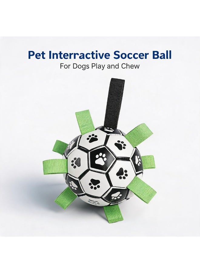6 Inch Dog Soccer Ball with Straps, Durable Interactive Tug of War Dog Toy, Floating Water Play Ball, Birthday Gift for Medium and Large Breed Dogs - Image 1