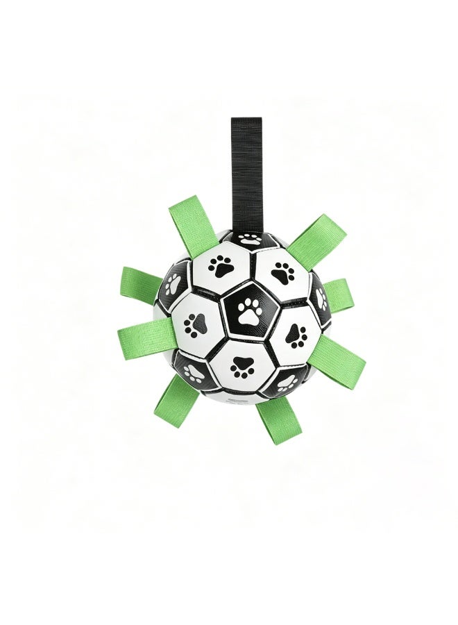6 Inch Dog Soccer Ball with Straps, Durable Interactive Tug of War Dog Toy, Floating Water Play Ball, Birthday Gift for Medium and Large Breed Dogs - Image 5