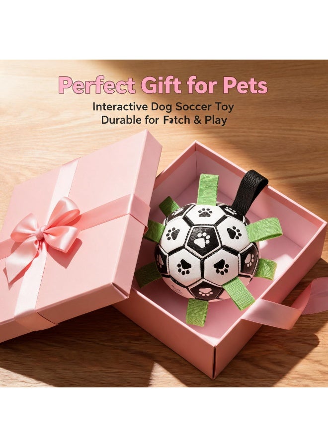 6 Inch Dog Soccer Ball with Straps, Durable Interactive Tug of War Dog Toy, Floating Water Play Ball, Birthday Gift for Medium and Large Breed Dogs - Image 3