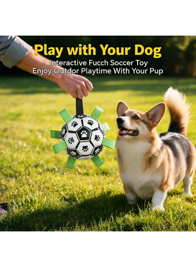 6 Inch Dog Soccer Ball with Straps, Durable Interactive Tug of War Dog Toy, Floating Water Play Ball, Birthday Gift for Medium and Large Breed Dogs - Image 4