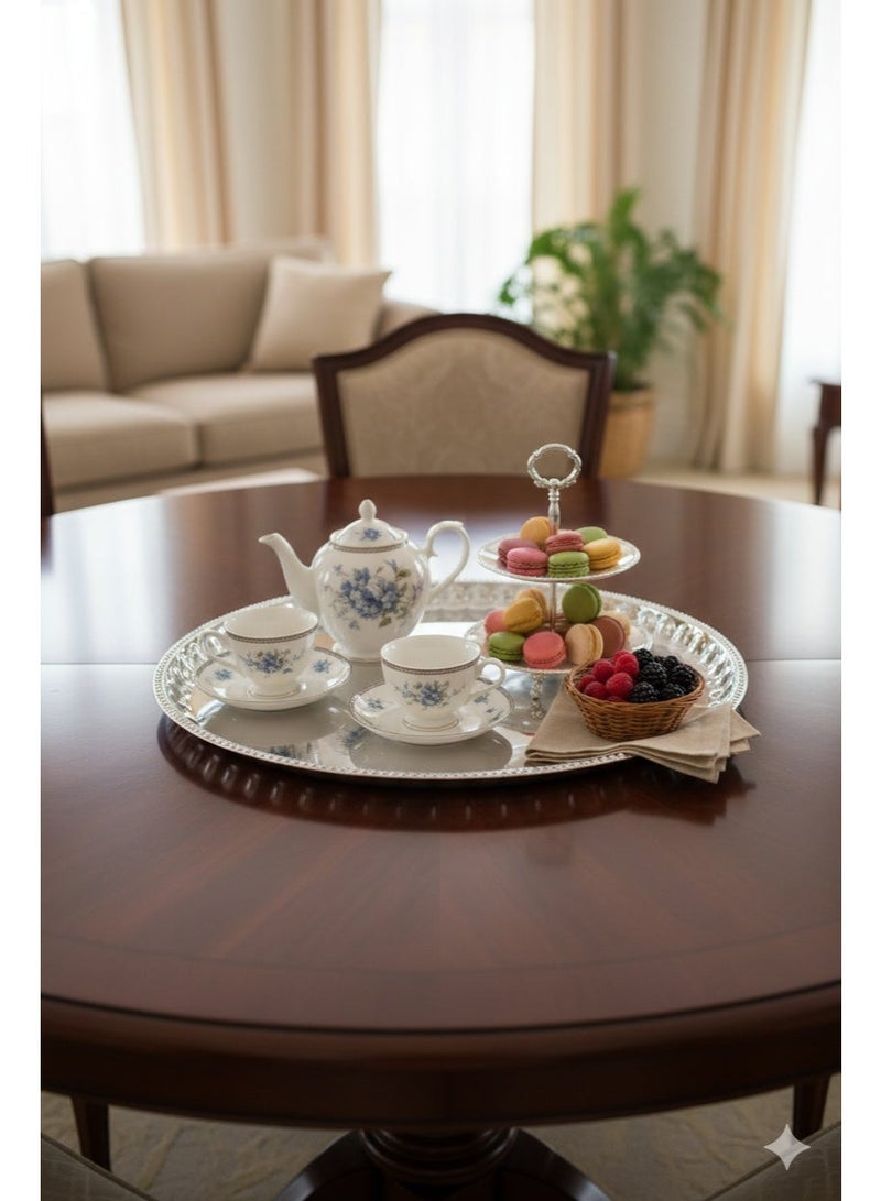 صينية تقديم ستانلس ستيل دائرية – 45×45 سم – تصميم أنيق ومتين - Image 4