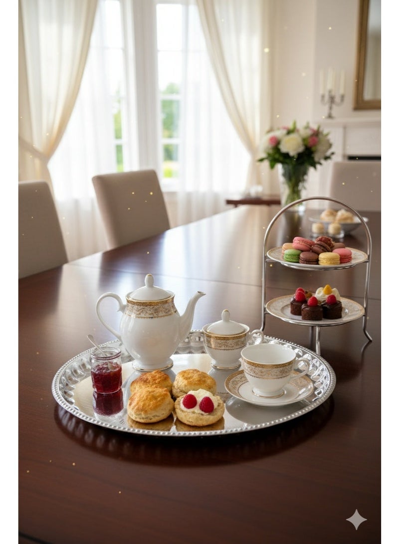 صينية تقديم ستانلس ستيل دائرية – 45×45 سم – تصميم أنيق ومتين - Image 2