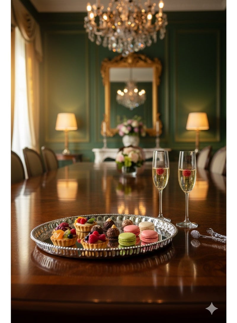 صينية تقديم ستانلس ستيل دائرية – 45×45 سم – تصميم أنيق ومتين - Image 3