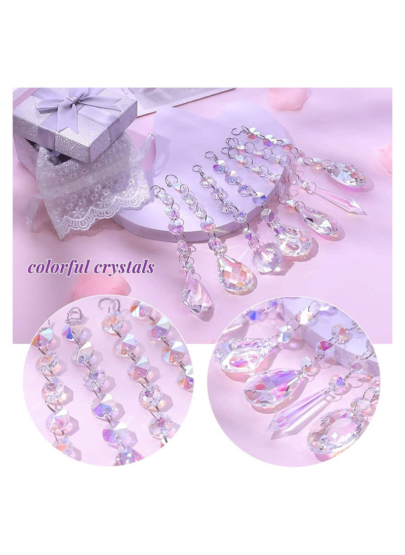 Sun Catchers with Crystals 7 Pcs Hanging Crystals Suncatchers for Windows Colored Crystals Prisms Glass Pendant Suncatchers Beads for Chandeliers Garden C hristmas Tree Decoration  - Image 2