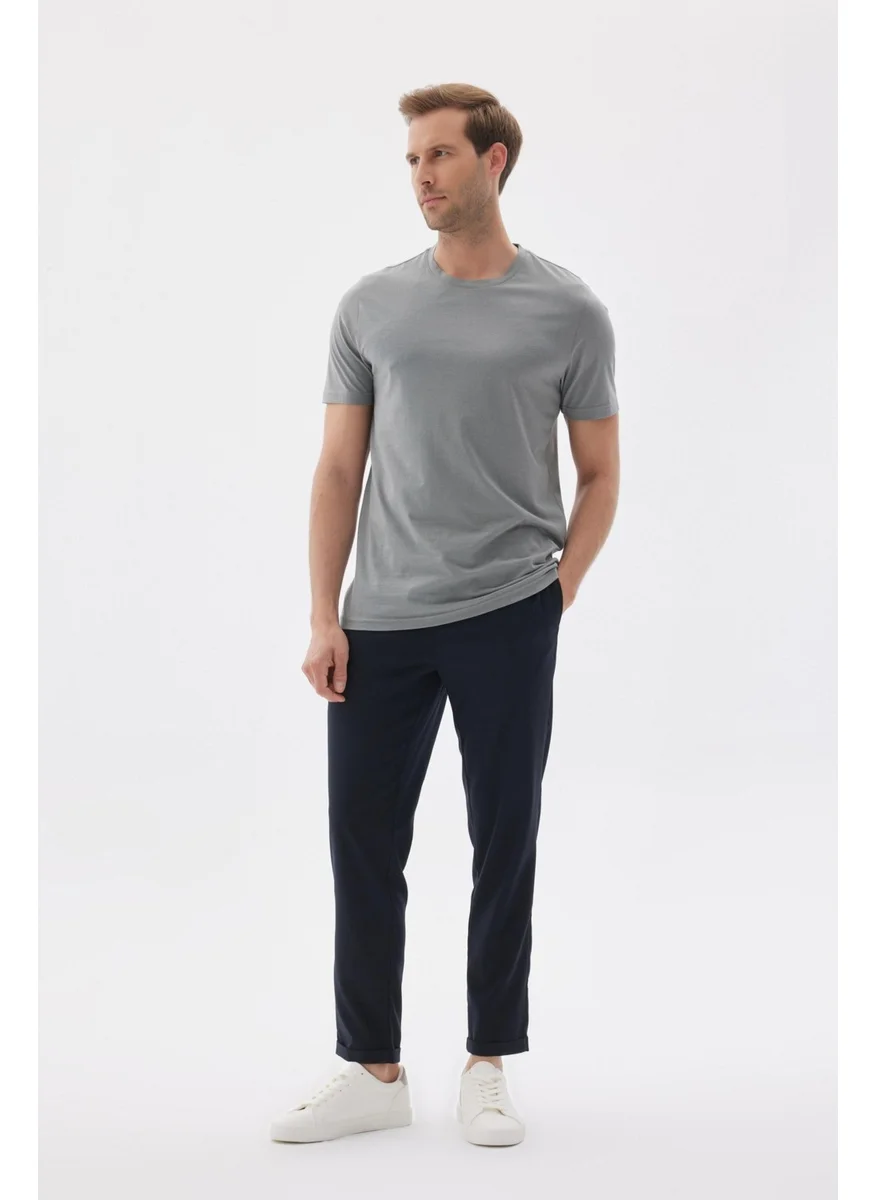 Odelon Men's Crew Neck Slim Fit Basic T-Shirt Anthracite