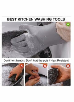 Y&D Dishwashing Gloves, Kitchen Cleaning Reusable Multifunctional Silicone with Scrubbers, for Washing Bathroom Car Wash Pet Hair Combing  - Image 5