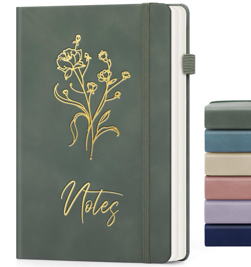 ALKALO Lined Journal Notebook for Women Men, A5 Hardcover Leather Journals for Writing, 200 Pages Thick Paper, Daily Journal Notebook for Work, School, Note Taking, Business, Travel, College Ruled - Image 1
