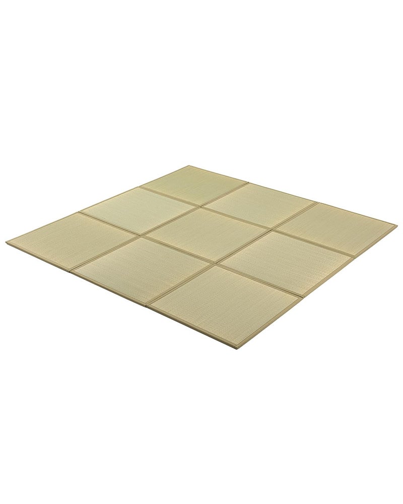 FULI Japanese Square Tatami Rug Lightweight Igusa Mat Japanese Rush Grass Made in Japan Natural 9 Pieces