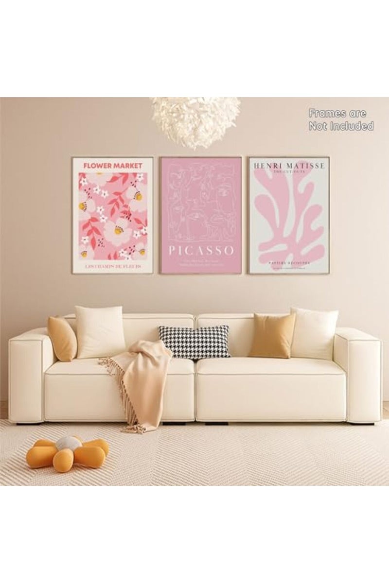 Djmwtb 3Pcs Pink Beige Picasso Matisse Modern Minimalist Abstract Wall Decor - Image 3