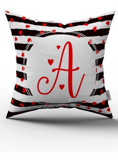Cango Home Black and White Valentine's Day Red Heart Patterned Letter Throw Pillow Pillow Case A 